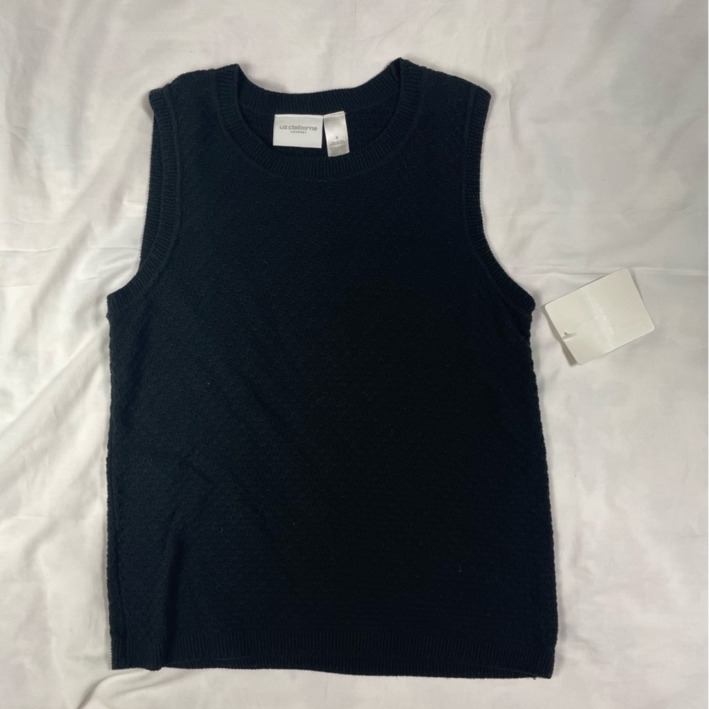 liz claiborne sport sweater vest knit black small